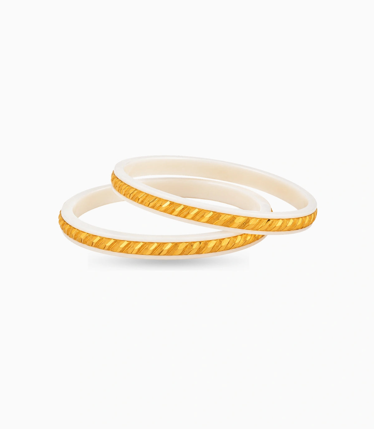 Gold Plated Linear White Pola Bangle Set