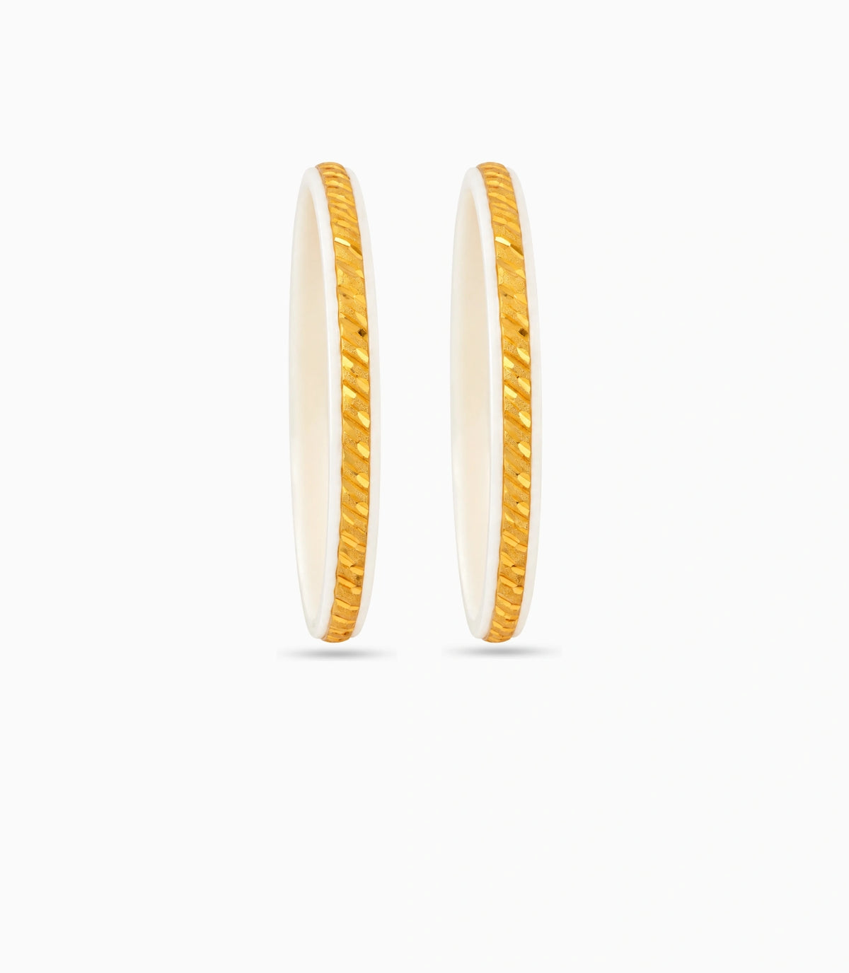 Gold Plated Linear White Pola Bangle Set
