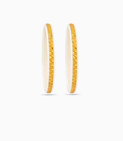 Gold Plated Linear White Pola Bangle Set