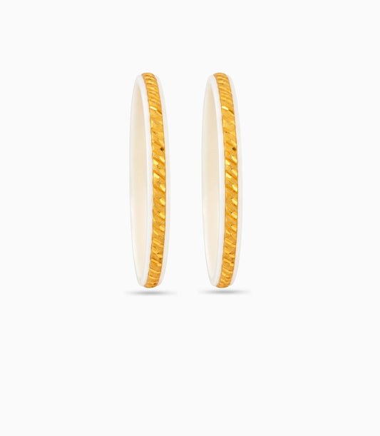 Gold Plated Linear White Pola Bangle Set