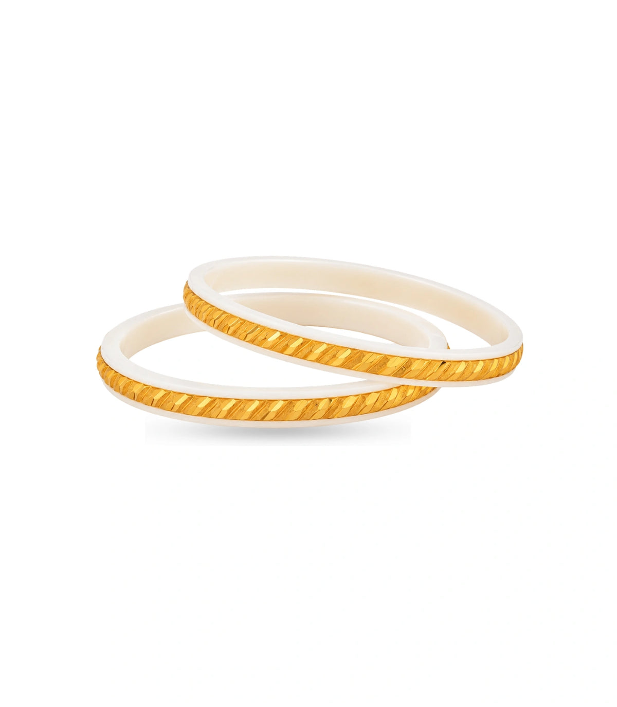 Gold Plated Linear White Pola Bangle Set