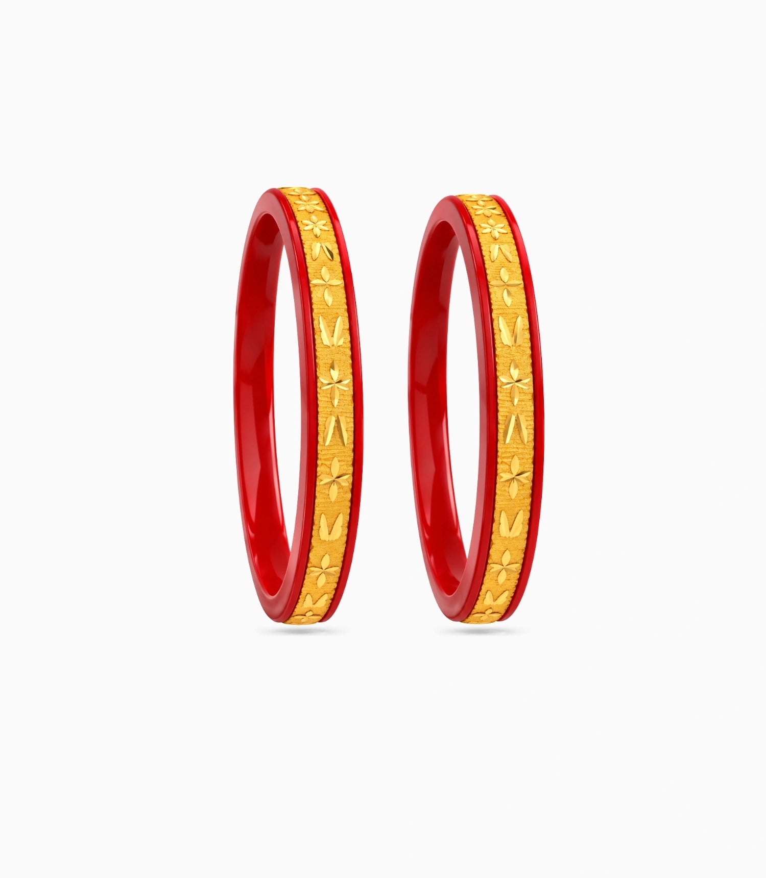 Gold Plated Ethnic Maroon Pola Bangle Set