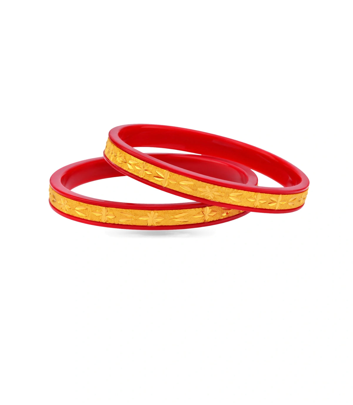 Gold Plated Ethnic Maroon Pola Bangle Set