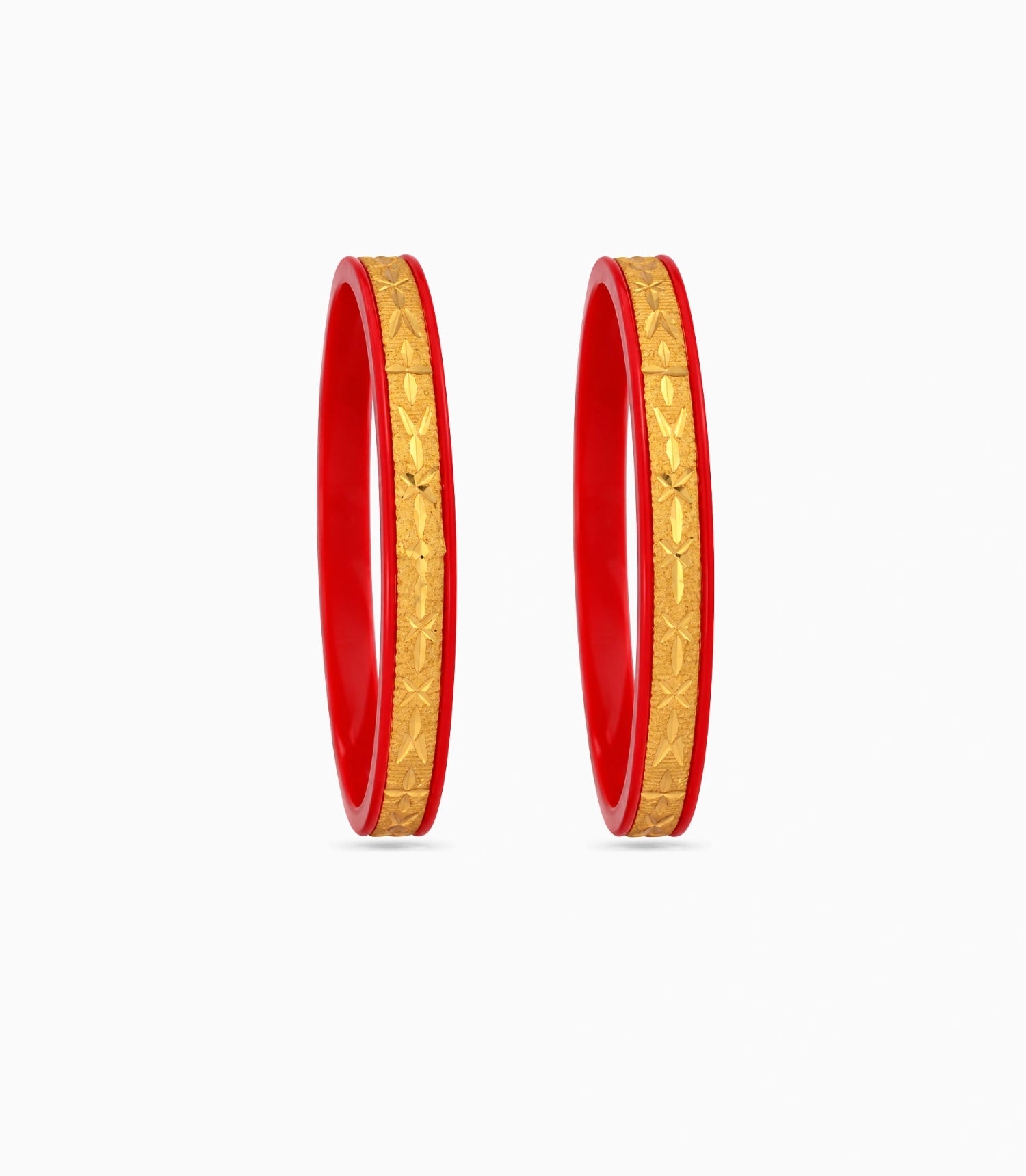 Gold Plated Ethnic Red Pola Bangle Set