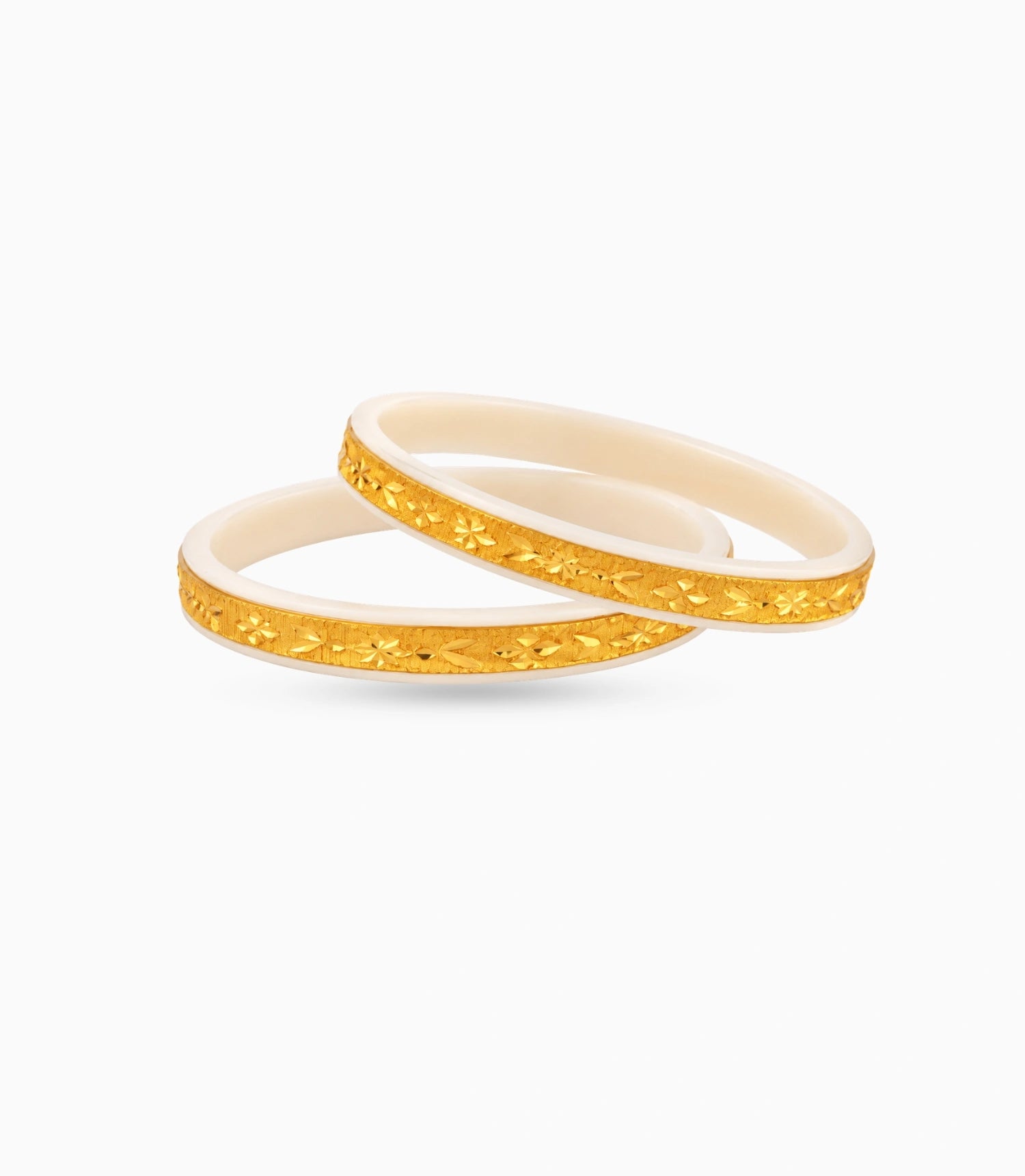 Gold Plated Ethnic White Pola Bangle Set