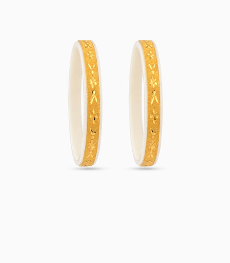 Gold Plated Ethnic White Pola Bangle Set