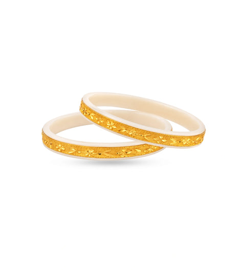 Gold Plated Ethnic White Pola Bangle Set