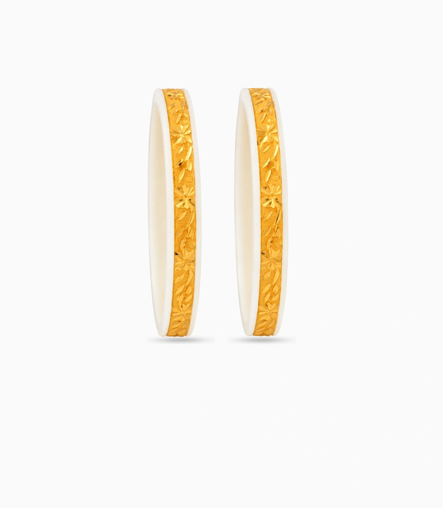 Gold Plated Floral White Pola Bangle Set