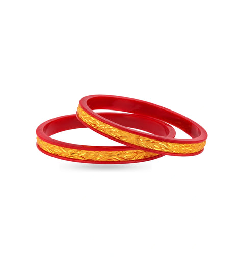 Gold Plated Paisley Maroon Pola Bangle Set