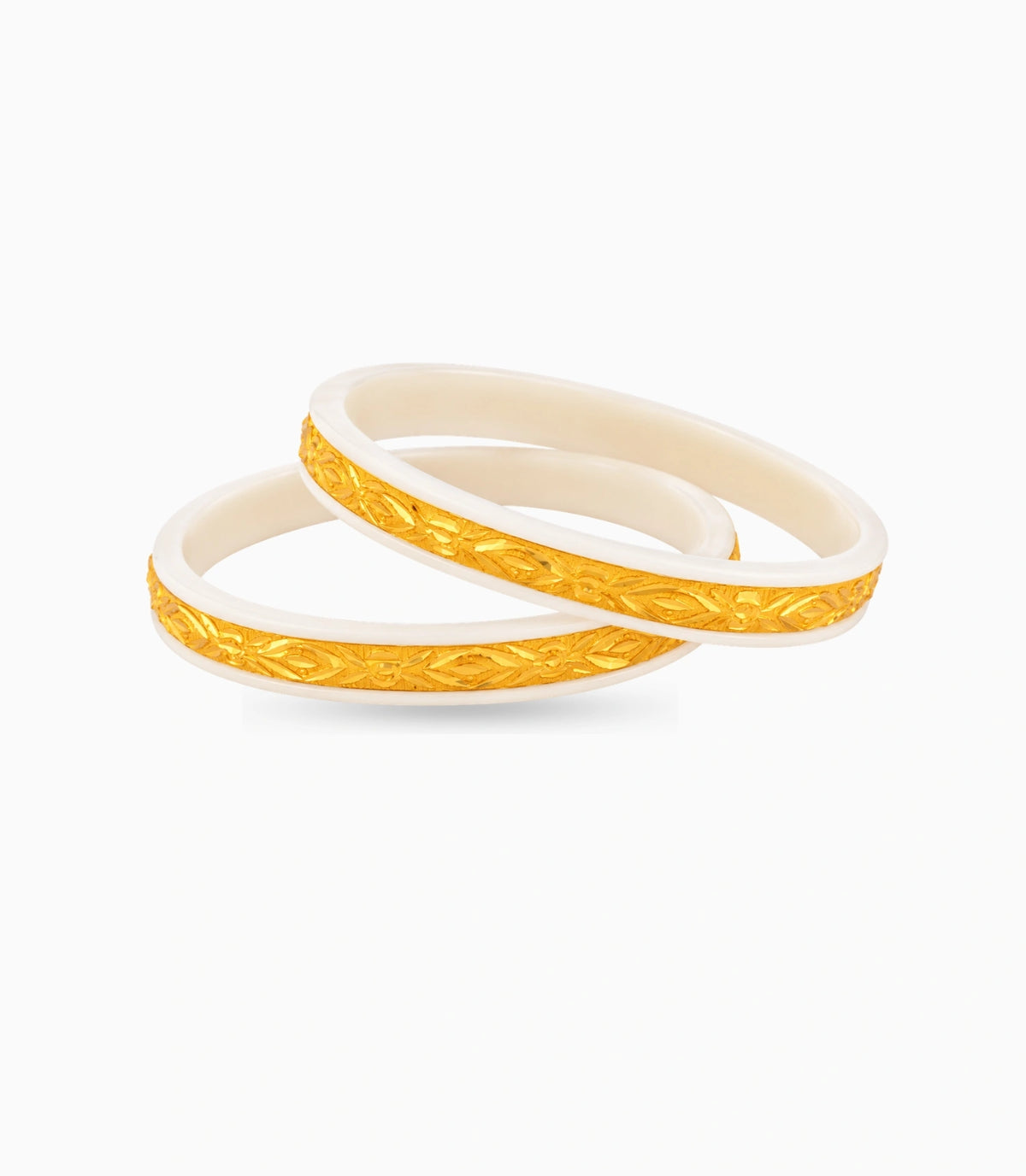 Gold Plated Paisley White Pola Bangle Set