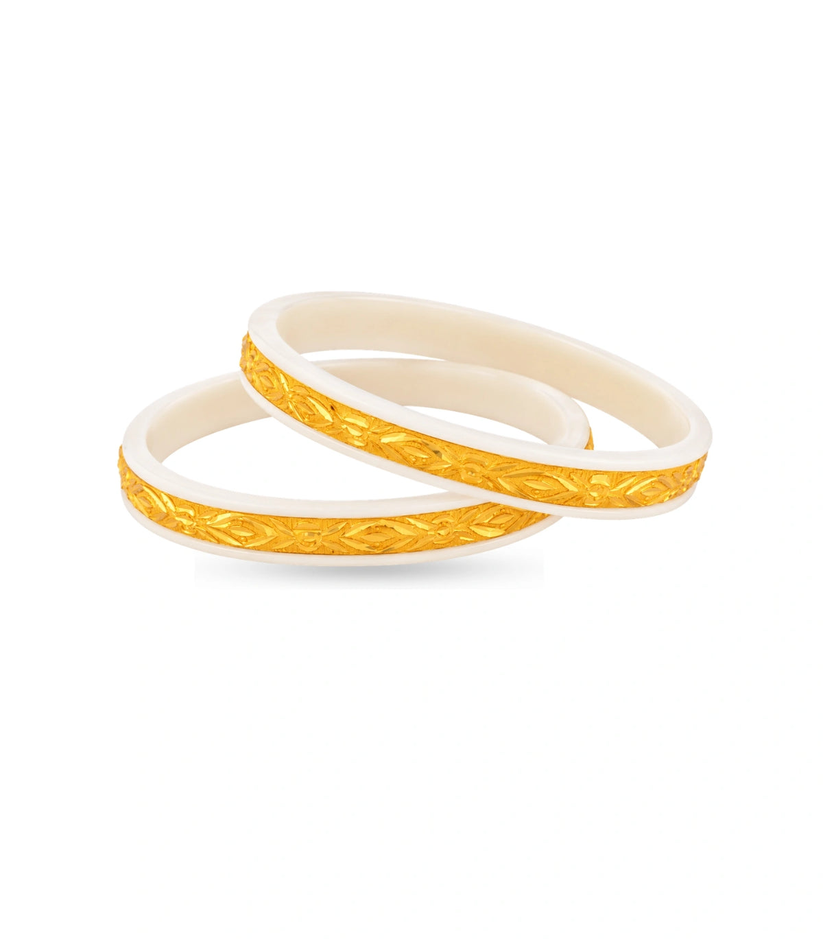 Gold Plated Paisley White Pola Bangle Set