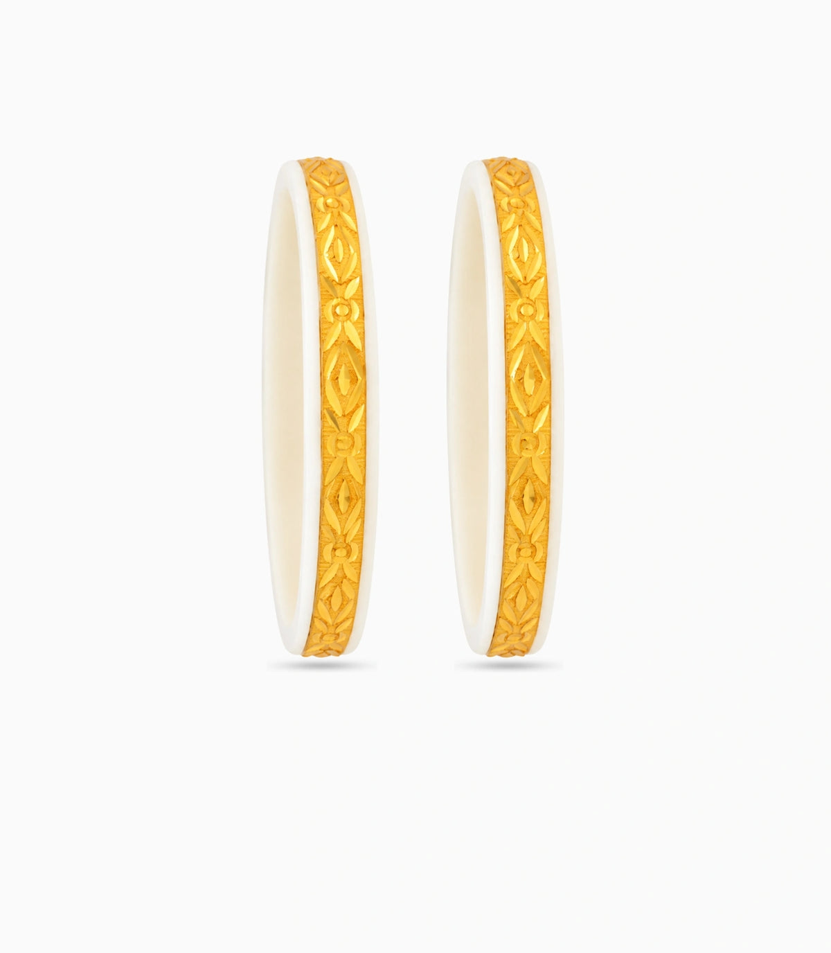 Gold Plated Paisley White Pola Bangle Set