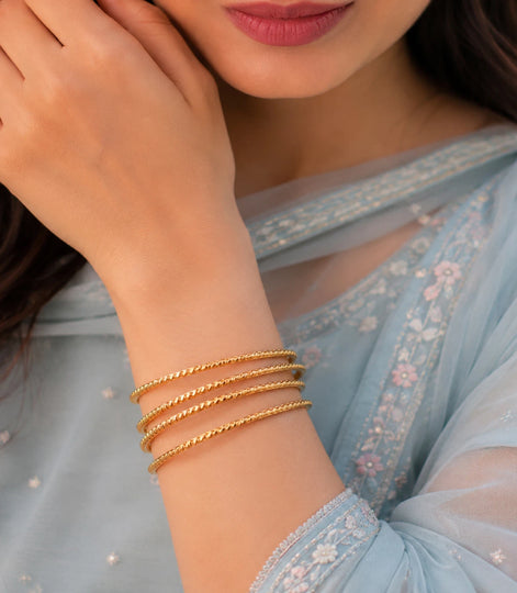 Gold Plated Delicate Bangle Set For Daily Use