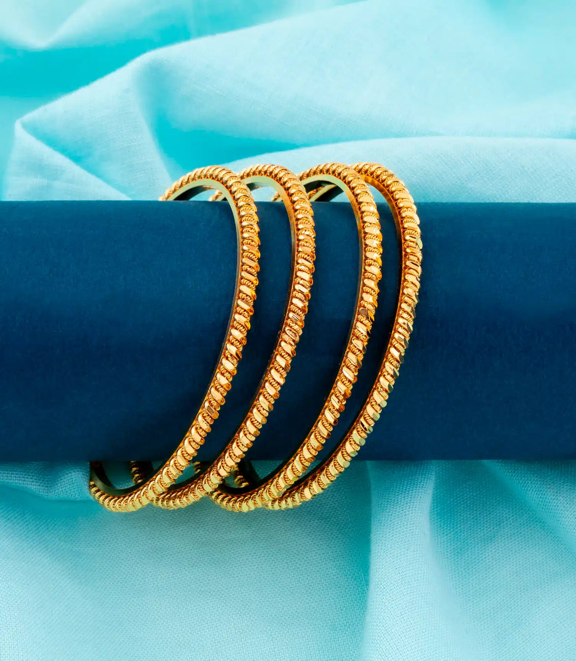 Gold Plated Everyday Twisted Bangle Set