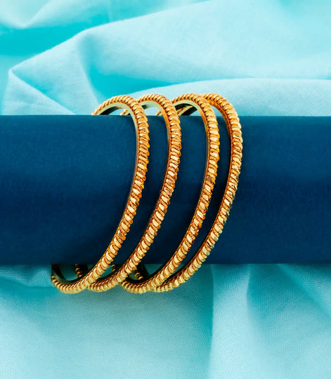 Gold Plated Everyday Twisted Bangle Set