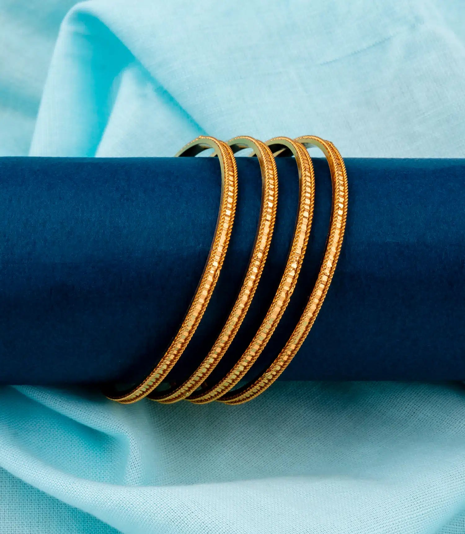 Gold Plated Everyday Grid Bangle Set