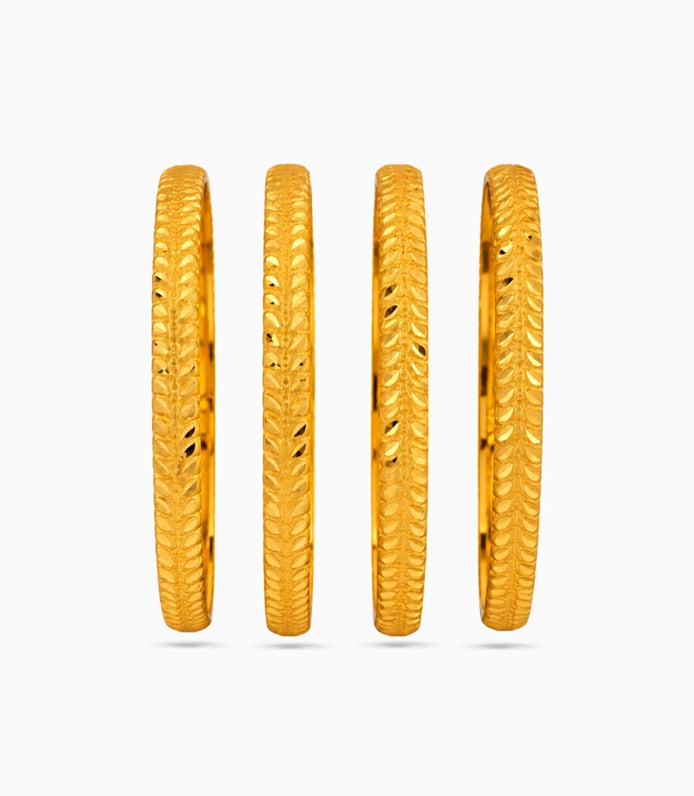 Gold Plated Festive Leaf Bangle Set