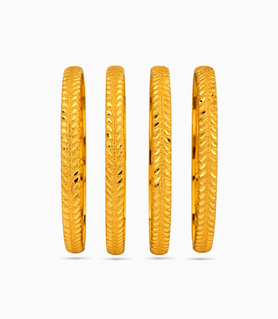 Gold Plated Festive Leaf Bangle Set