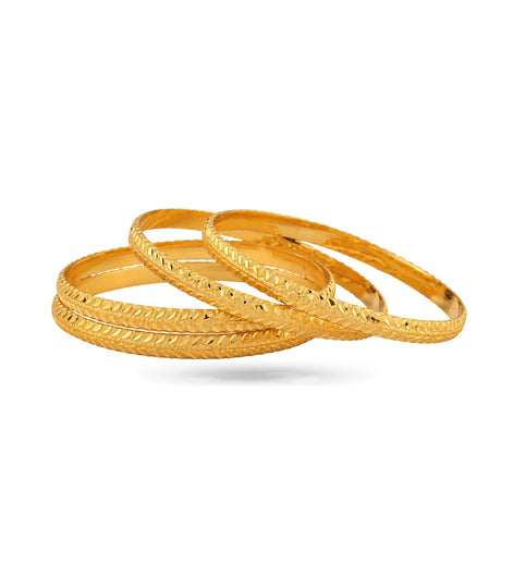 Gold Plated Festive Leaf Bangle Set