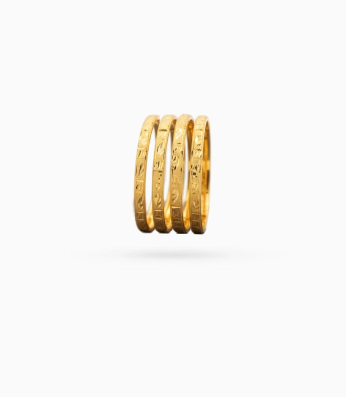 Gold Plated Festive Leaf Motif Bangle Set
