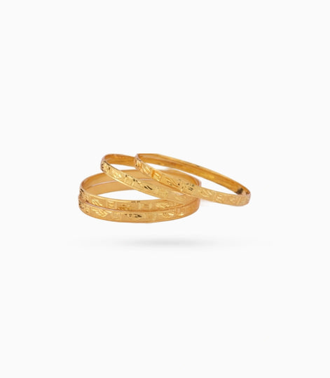 Gold Plated Festive Leaf Motif Bangle Set