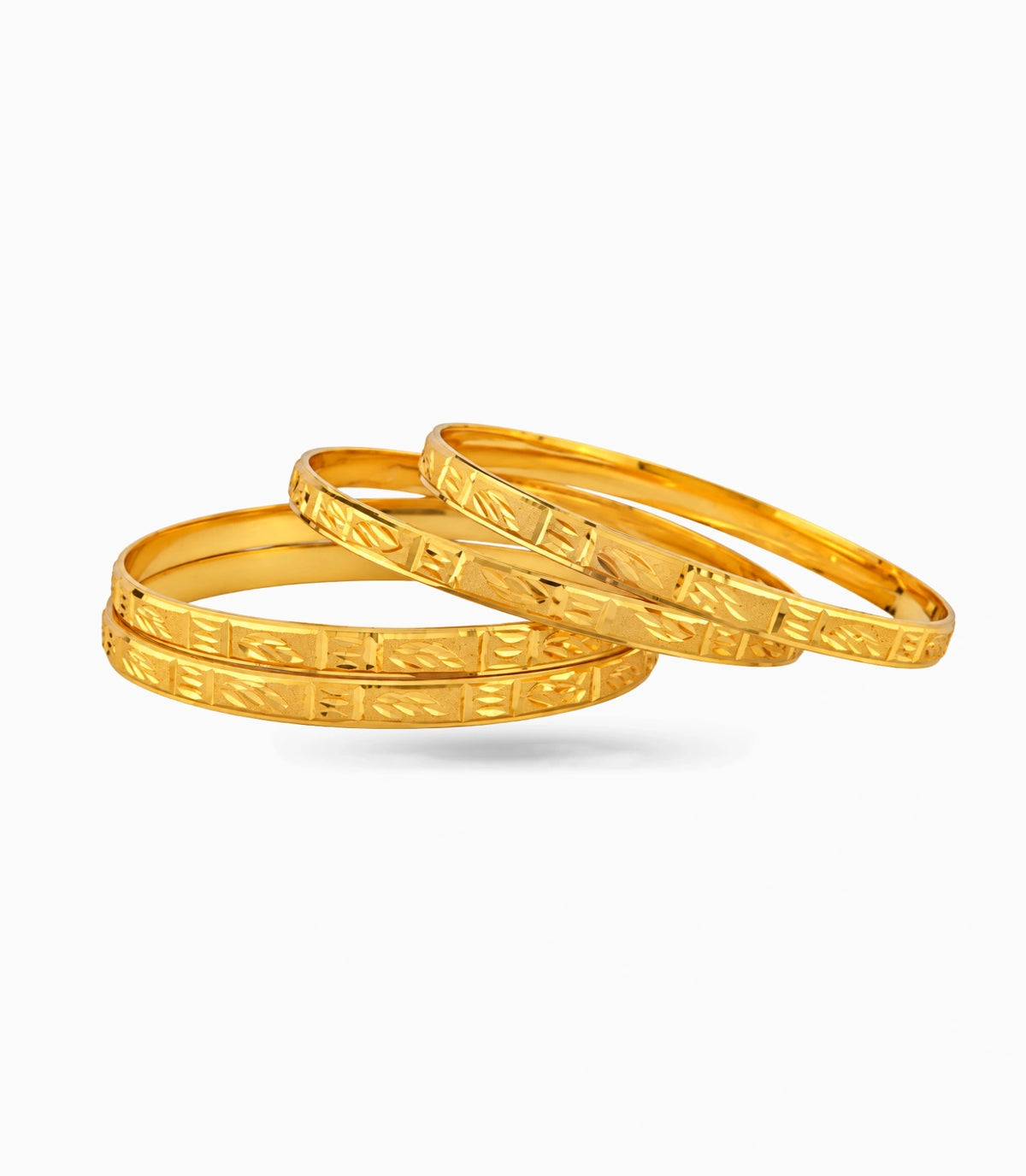 Gold Plated Festive Leaf Motif Bangle Set
