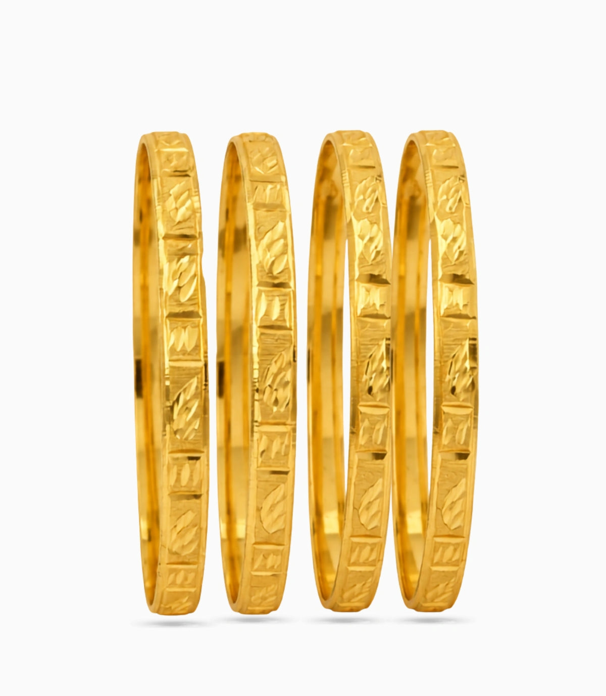 Gold Plated Festive Leaf Motif Bangle Set