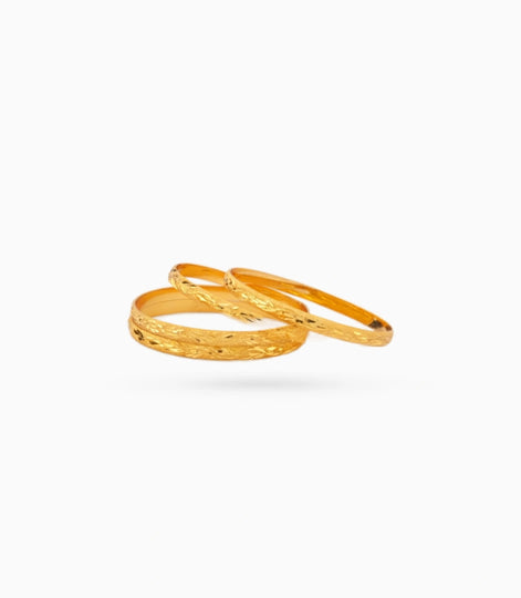 Gold Plated Festive Leaf Design Bangle Set