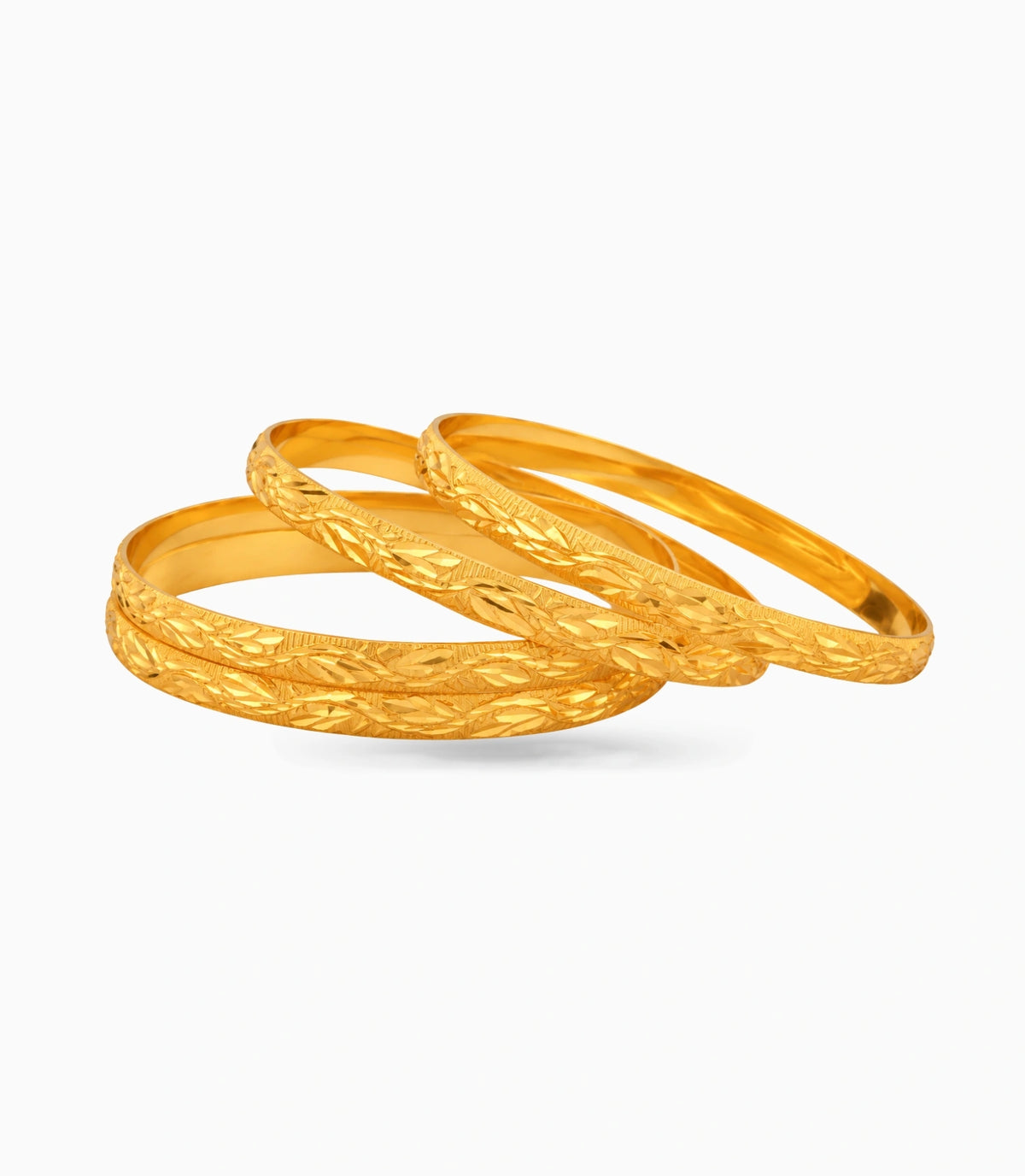 Gold Plated Festive Leaf Design Bangle Set