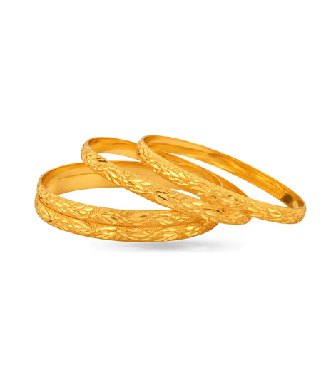 Gold Plated Festive Leaf Design Bangle Set