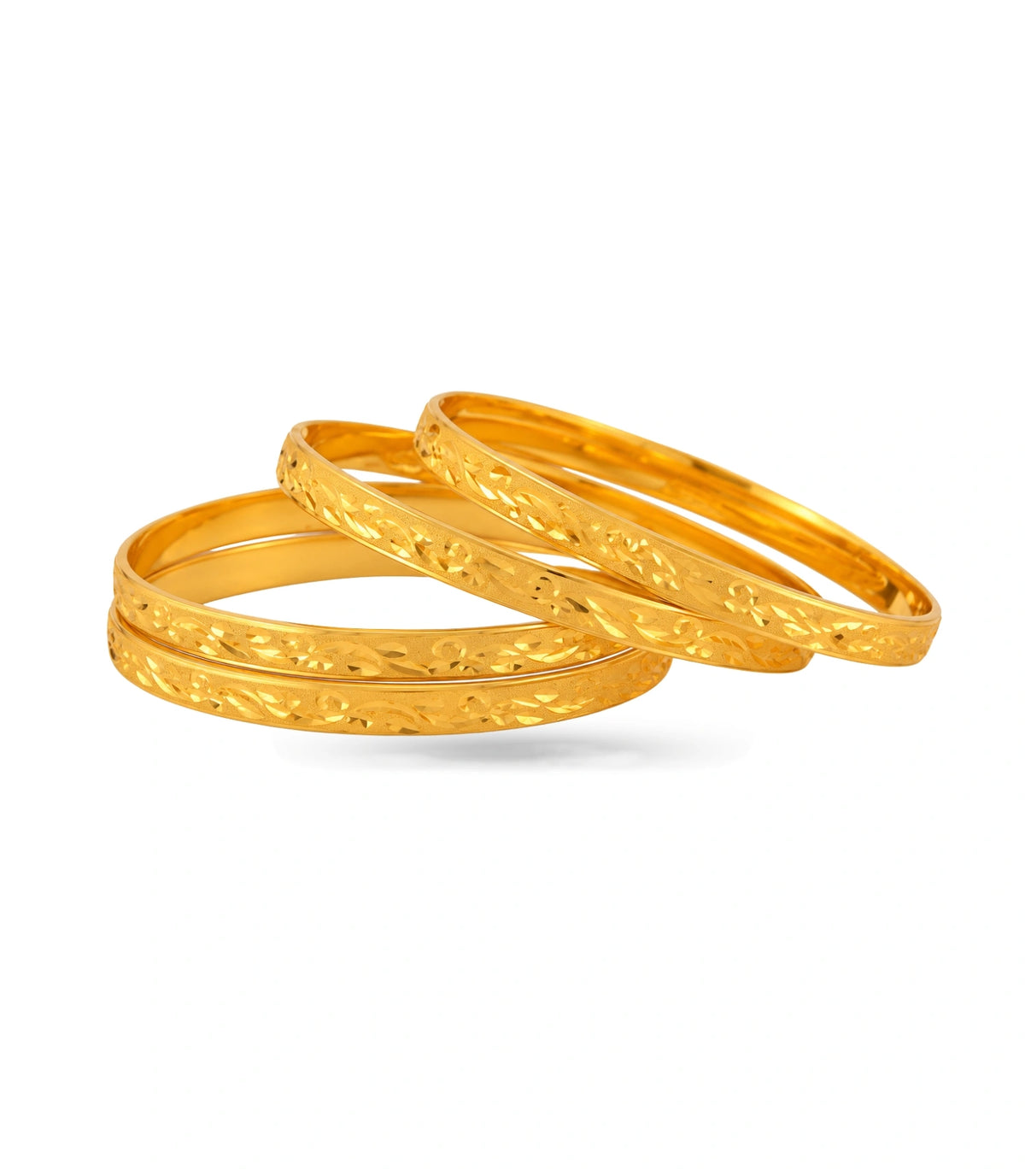 Gold Plated Festive Floral Vine Bangle Set