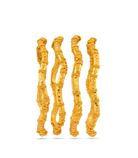 Gold Plated Festive Twisted Designer Bangle Set