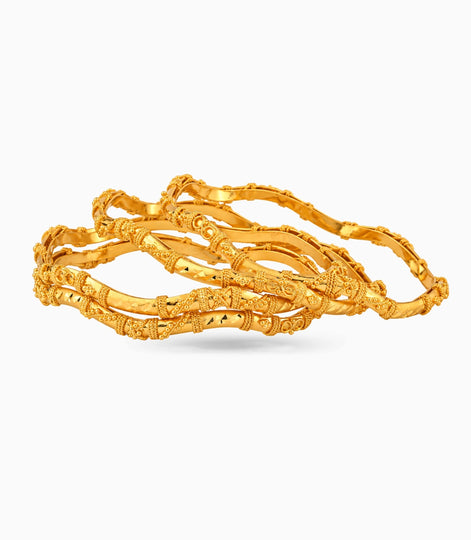 Gold Plated Festive Twisted Designer Bangle Set