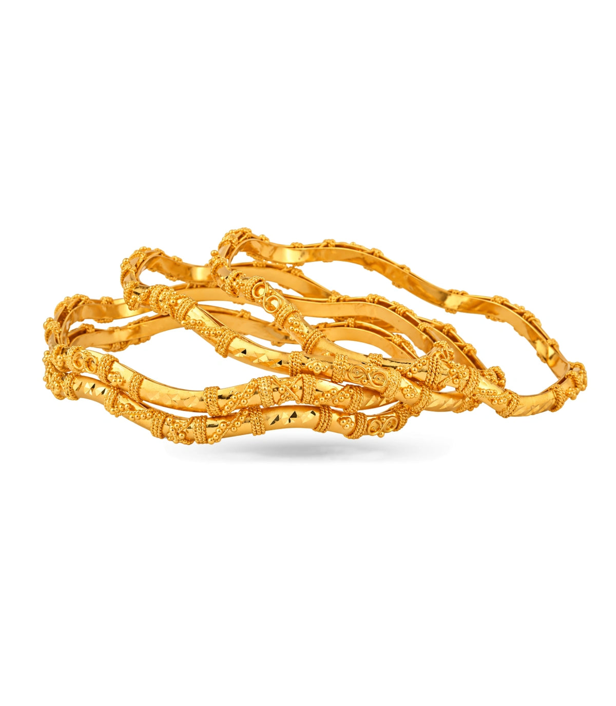 Gold Plated Festive Twisted Designer Bangle Set