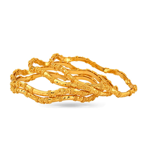 Gold Plated Festive Twisted Designer Bangle Set