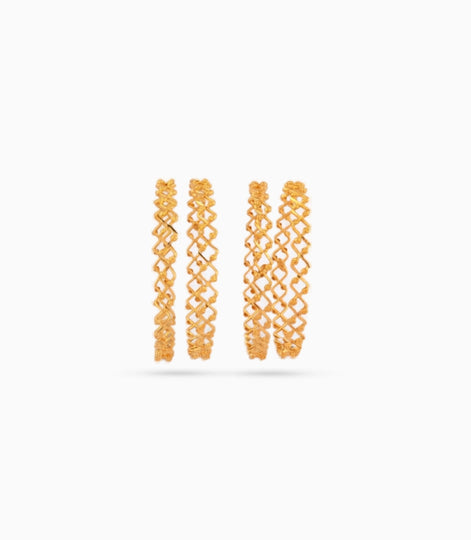 Gold Plated Festive Zigzag Wave Bangle Set