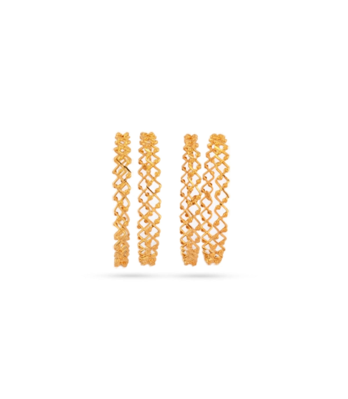 Gold Plated Festive Zigzag Wave Bangle Set
