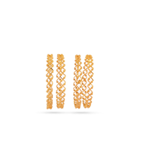 Gold Plated Festive Zigzag Wave Bangle Set