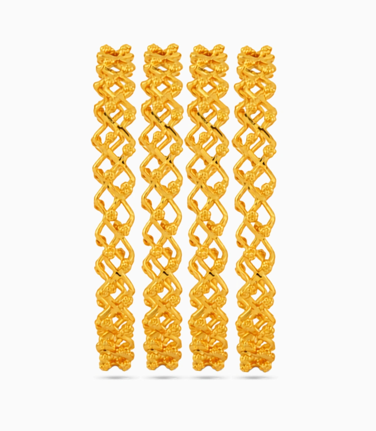 Gold Plated Festive Zigzag Wave Bangle Set