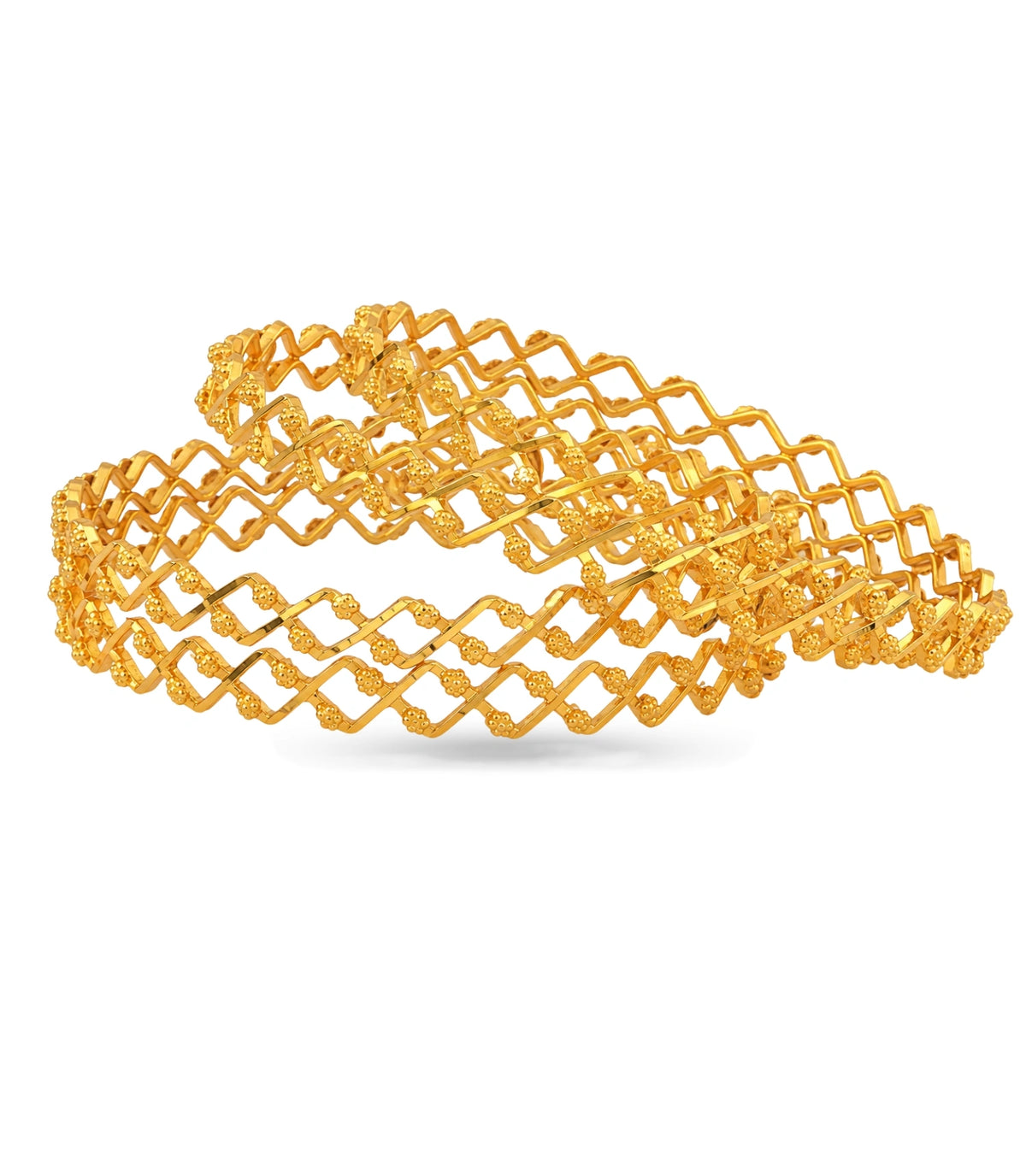 Gold Plated Festive Zigzag Wave Bangle Set
