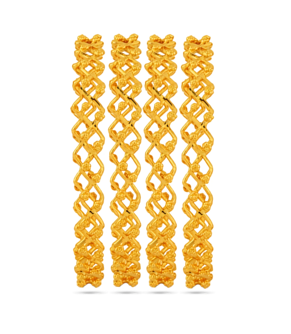 Gold Plated Festive Zigzag Wave Bangle Set