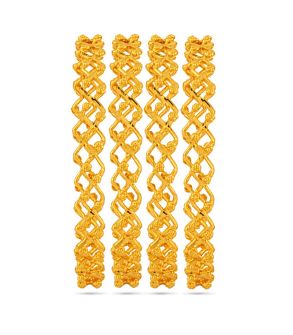 Gold Plated Festive Zigzag Wave Bangle Set