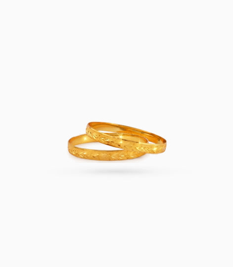 Gold Plated Festive Engraved Floral Bangle Set