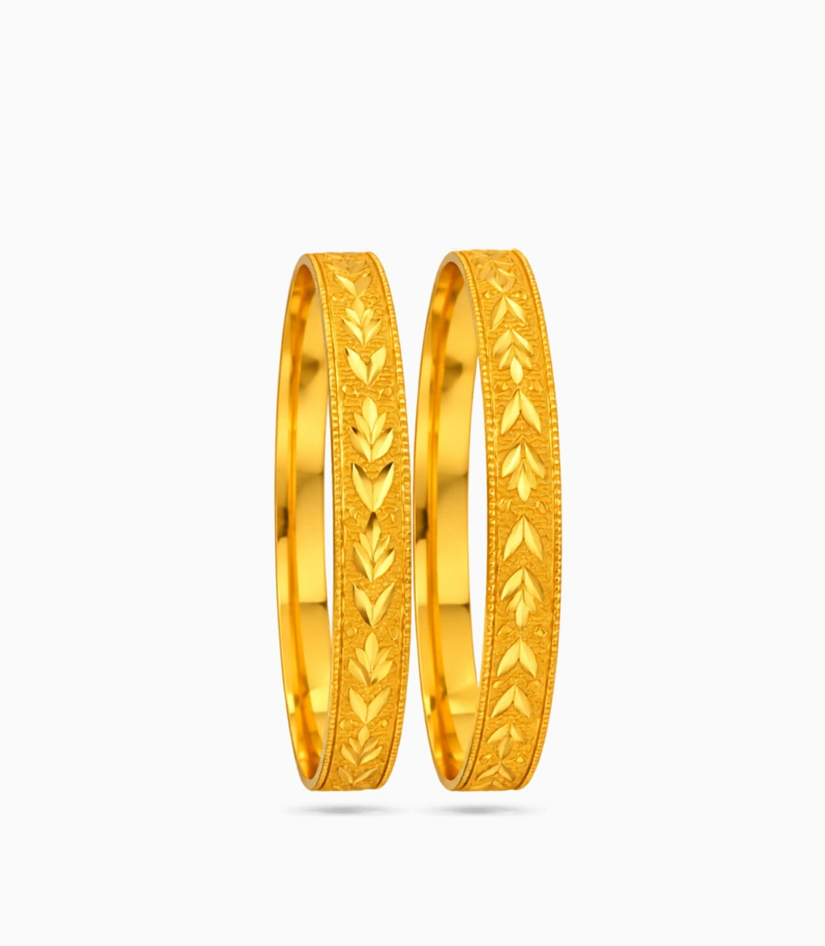 Gold Plated Festive Engraved Floral Bangle Set
