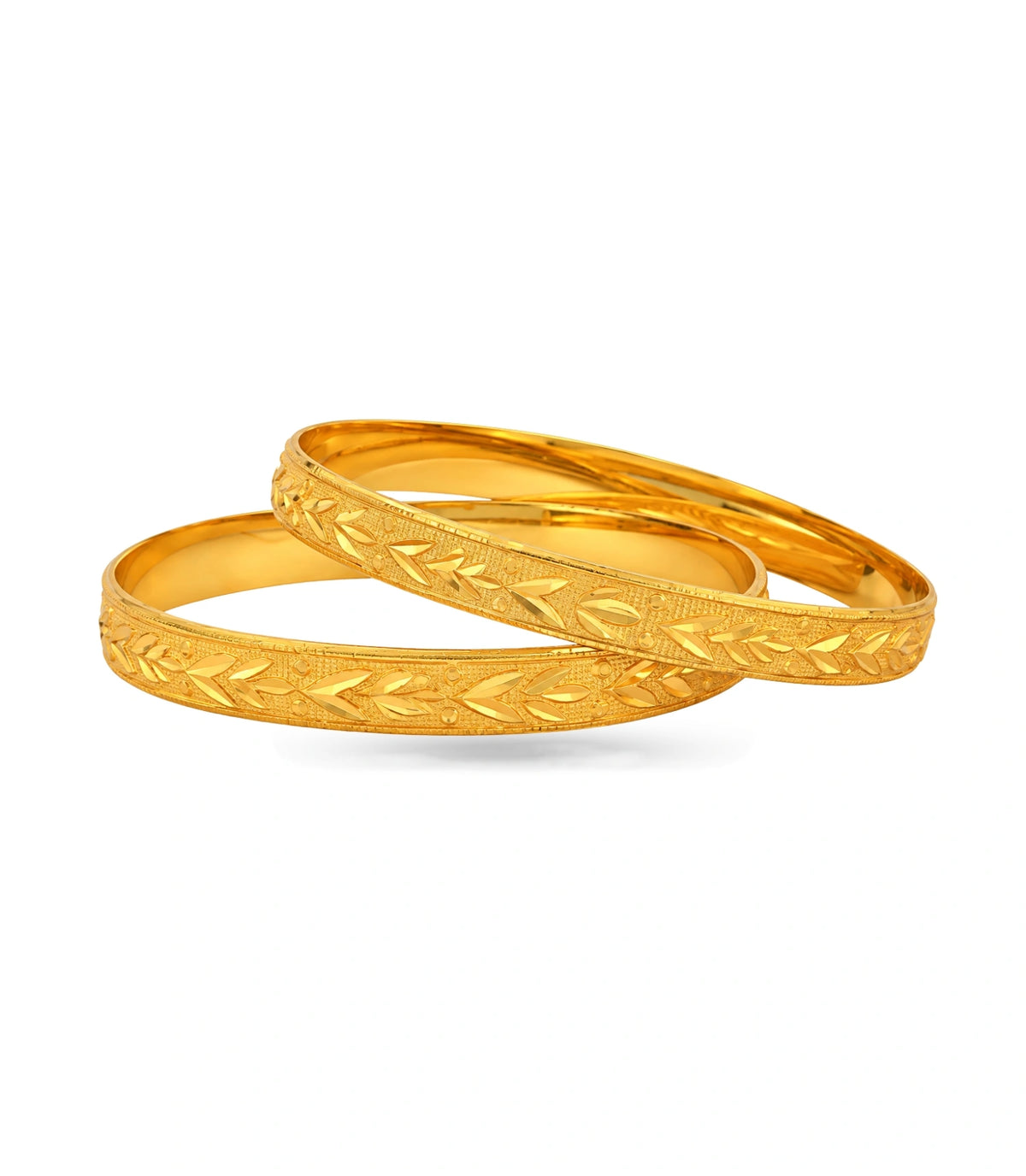 Gold Plated Festive Engraved Floral Bangle Set