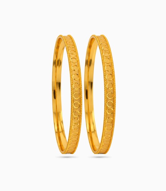 Gold Plated Festive Coin Dot Bangle Set