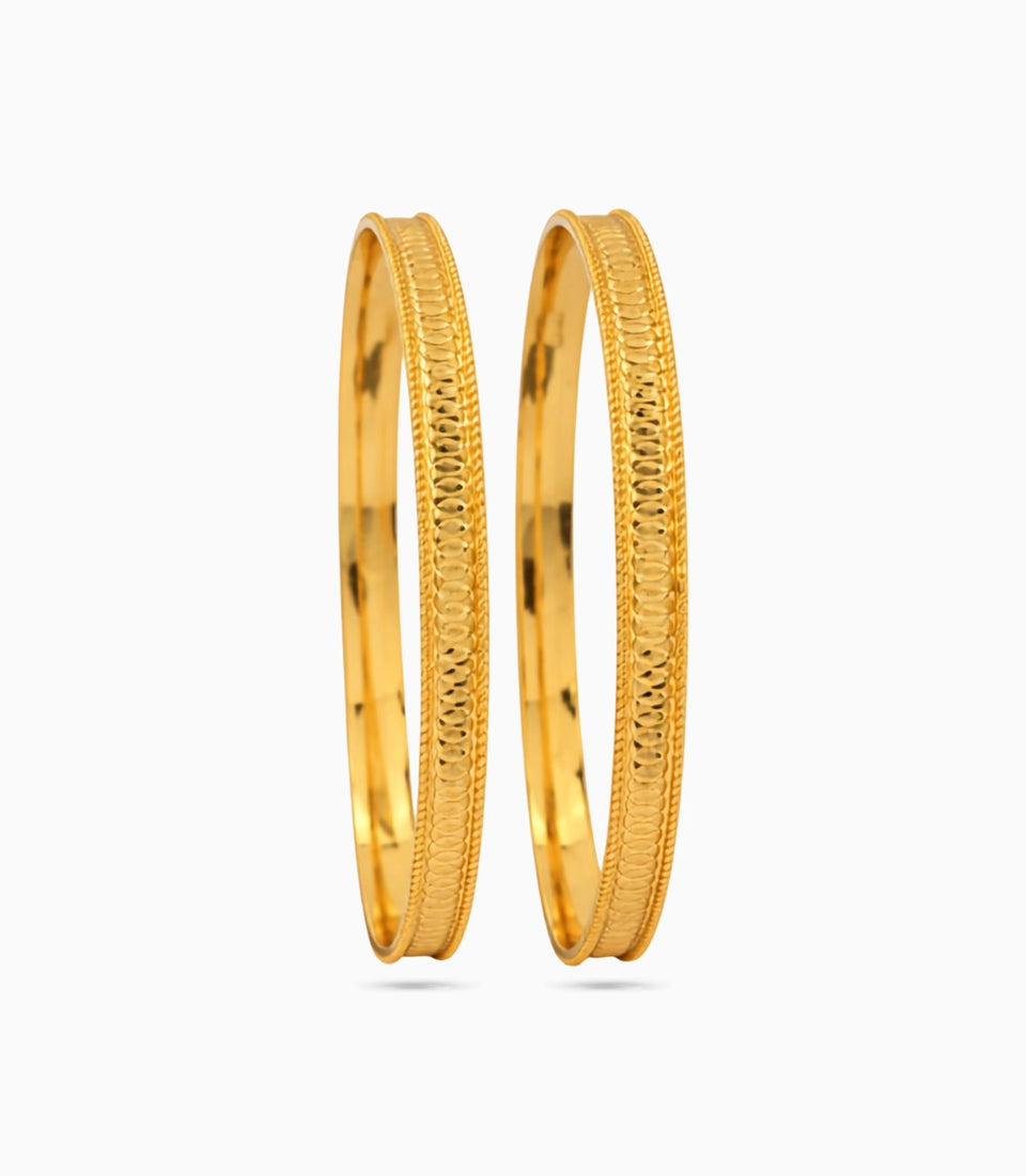 Gold Plated Everyday Coin Motif Bangle Set