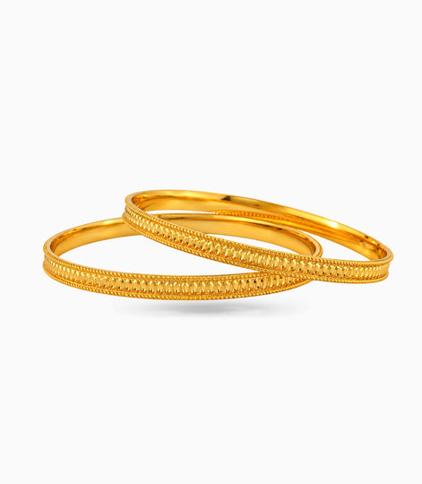 Gold Plated Everyday Coin Motif Bangle Set