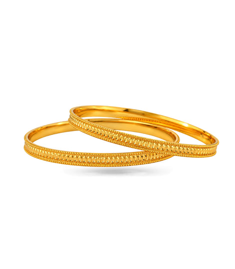 Gold Plated Everyday Coin Motif Bangle Set