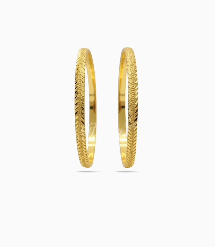 Gold Plated Everyday Leaf Motif Bangle Set